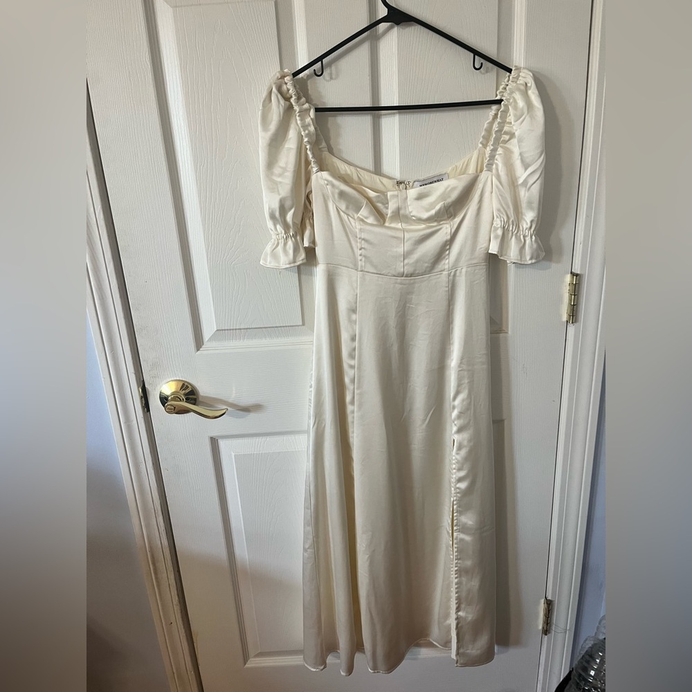 WeWoreWhat Ivory Satin Gown